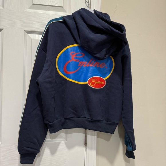 EMLINE Blue and Red Hoodie with red logo - Picture 3 of 6